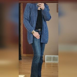 Blue Sweater Cardigan, Long Sleeve, Zip Front Size,  Medium